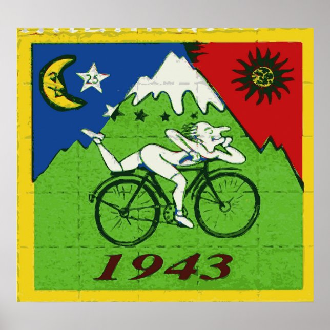 "Bicycle Day Celebration Blotter" Poster (Vorne)