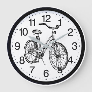 Bicycle Design Clock With Numbers Große Wanduhr