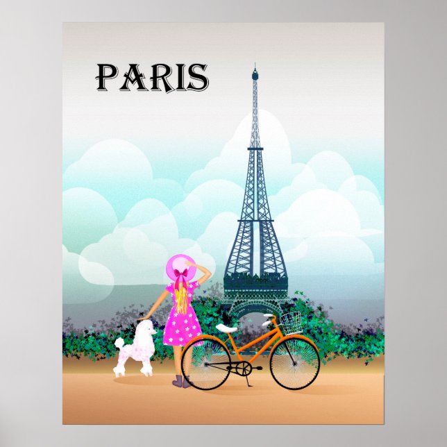 Bicycle Eiffel Tower Paris Frankreich Poster (Vorne)