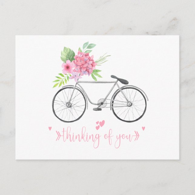 Bicycle Floral Bouquet Script Schriftart Denken Si Postkarte (Vorderseite)