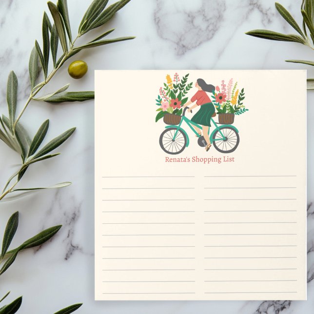 Bicycle Girl Bauer Market Grotto America Notizblock (Bicycle Girl Farmer Market Grocery Shopping CUSTOM Notepad
)