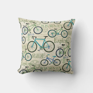 Bicycle Journey Blue Kissen