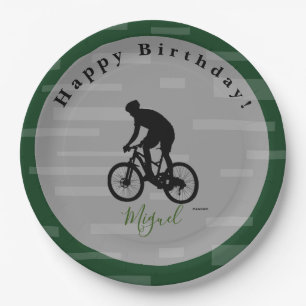 Bicycle Rider Happy Birthday Paper Plate. Pappteller