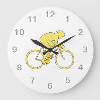 Bicycle Rider in Yellow. Große Wanduhr