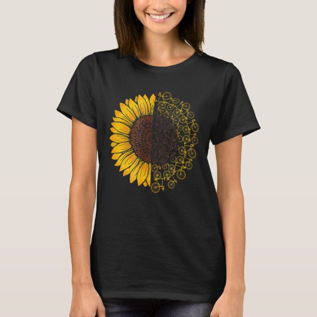 Bicycle Sunflower Tee Shirt Fahrrad Lover Geschenk (Vorderseite)