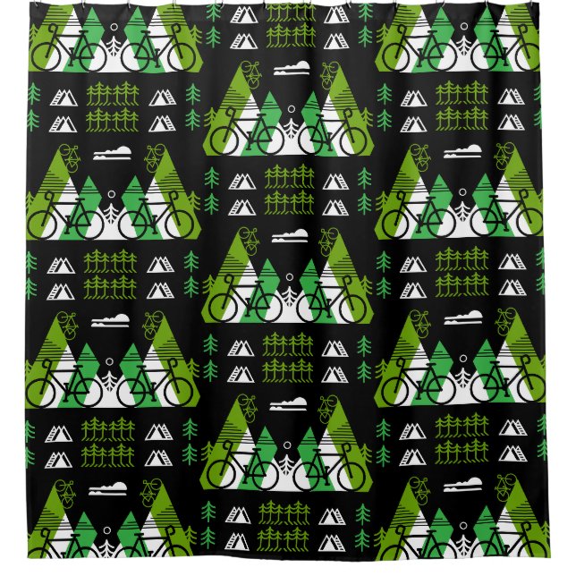 Bicycle Themed Print Duschvorhang (Vorderseite)
