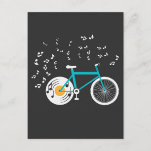 Bicycle Vinyl Record Player Bike Musiknoten Postkarte