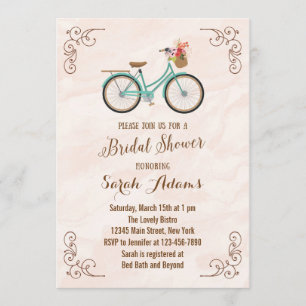 Bicycle Watercolor Bridal Dusche Einladung