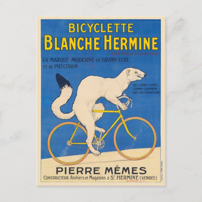 Bicyclette Blanche Hermine Vintage Poster 1926 Postkarte (Vorderseite)