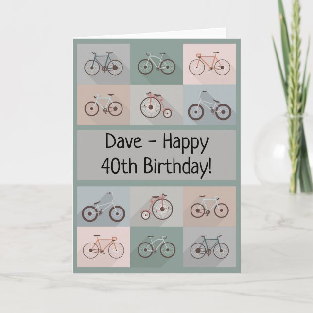 Bicyclette Carte d'anniversaire Homme Homme Homme  (Devant)
