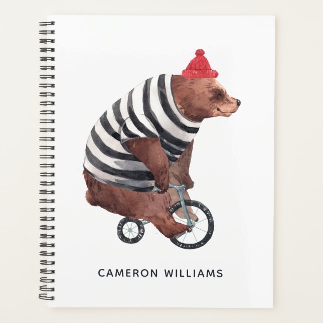 Bicyclette Ours amusant | Ajouter Votre Nom (Devant)