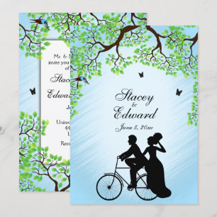 Bicyclette thème Faire-part de mariage Bleu