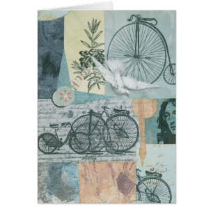 Bicyclettes et carte d'art de collage de paix