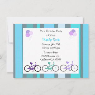Bicyclettes mignonnes Invitation de fête d'anniver