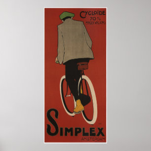 Bicyclettes Simplex Amsterdam poster vintage vélo