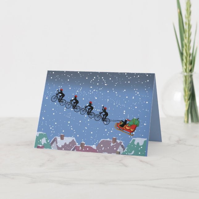 Bicyclettes Tirage Sleigh Carte de voeux pliée (Devant)