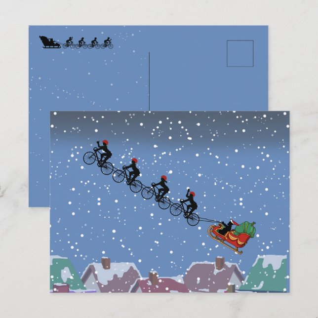 Bicyclettes Tirage Sleigh Carte de voeux pliée (Devant / Derrière)
