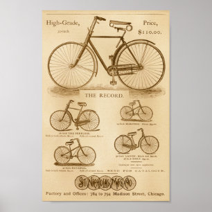 Bicyclettes vintages sans perruque et affiche d'ar