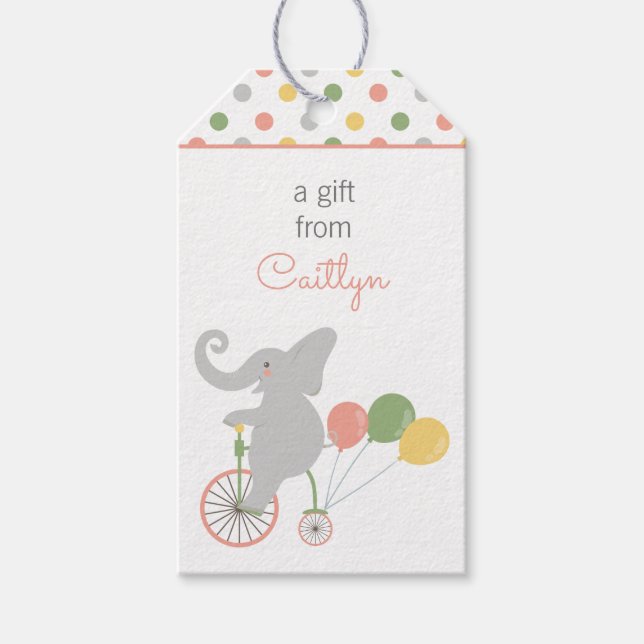 Bicycling Ballon Elephant Personalisierte Geschenk Geschenkanhänger (Vorderseite)