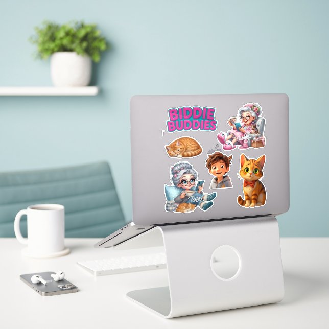 Biddie Buddies Brand Custom Cut Stickers! Aufkleber (Laptop auf Schreibtisch)