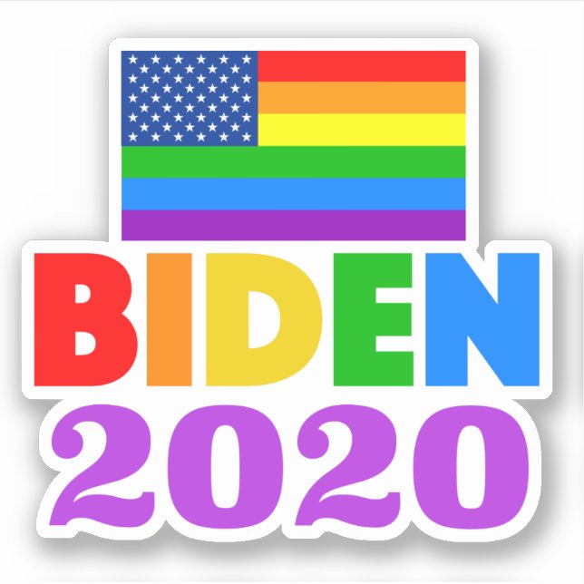 Biden 2020 Rainbow-Gay Pride Aufkleber (Vorderseite)