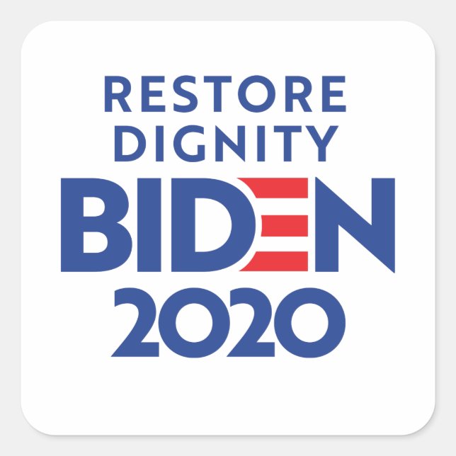 BIDEN 2020 - Würde wiederherstellen Quadratischer Aufkleber (Vorderseite)