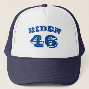 Biden 46 weiße, abgerundete blaue Buchstaben Truckerkappe