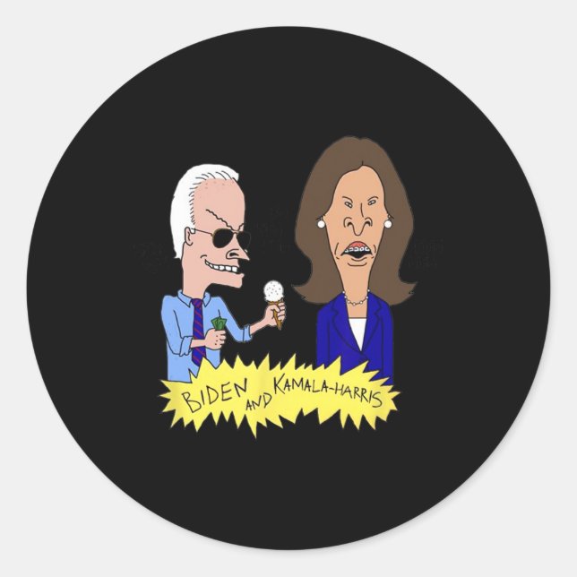 Biden and Kamala-harris Parody Runder Aufkleber (Vorderseite)