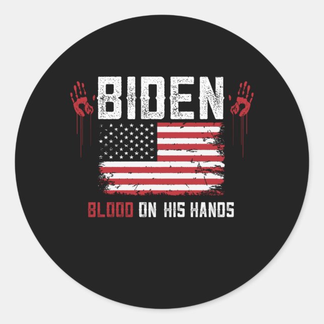 Biden Blut in den Händen Runder Aufkleber (Vorderseite)
