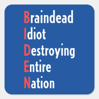 Biden - Braindead Idiot zerstört ganze Nation Quadratischer Aufkleber
