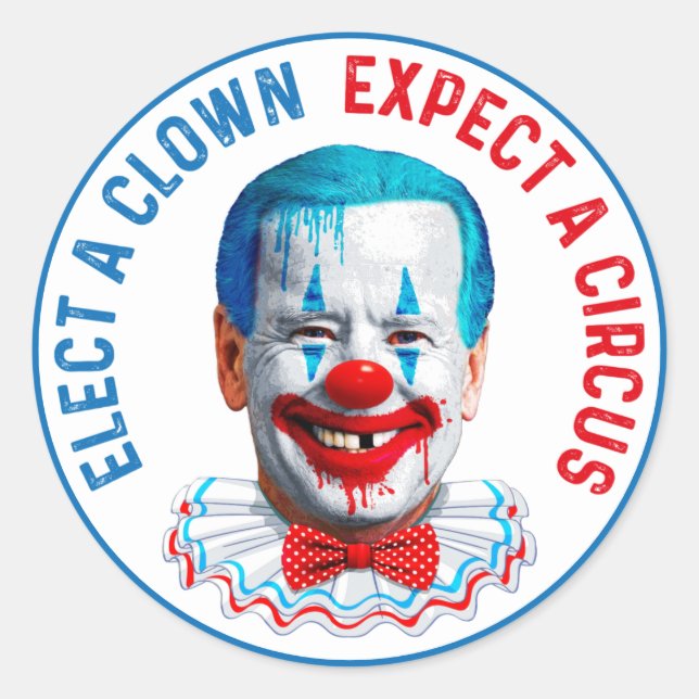 Biden Clown Gesicht gegen Biden Pro Trump 2024 Runder Aufkleber (Vorderseite)