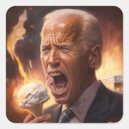 Biden frisst Eis, während die Welt brennt Quadratischer Aufkleber