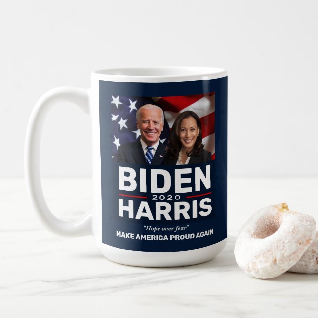 Biden Harris 2020 Collectible Keepake Foto Kaffeetasse (Mit Donut)