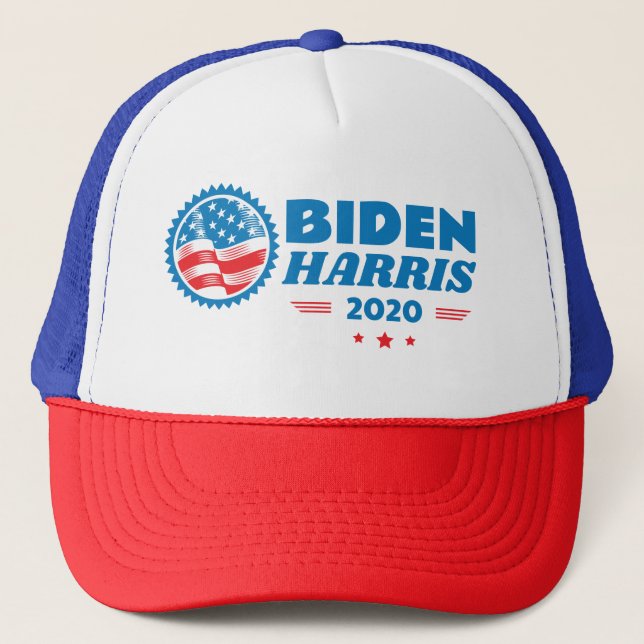 Biden Harris 2020 Flag Siegel Truckerkappe (Vorderseite)