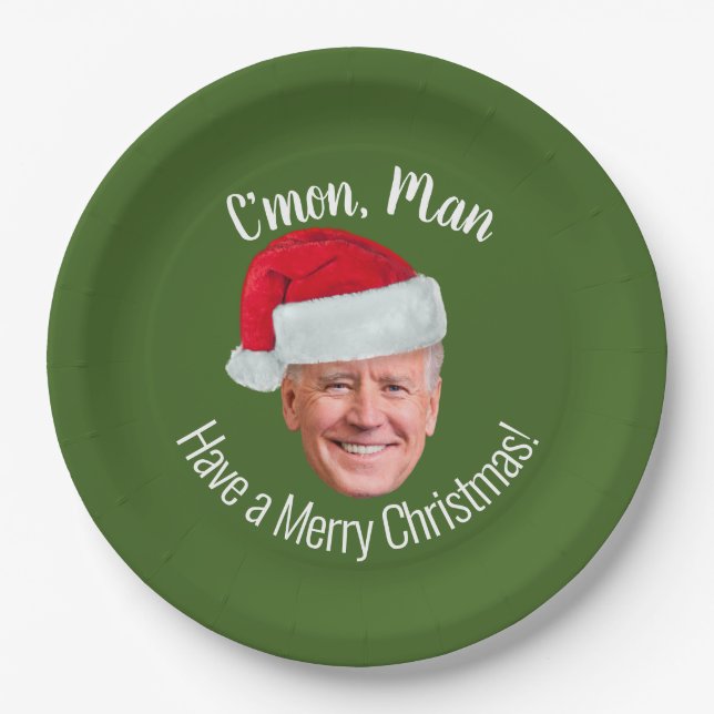 Biden Harris 2020 - Joe Weihnachtsmannmütze - C'mo Pappteller (Vorderseite)