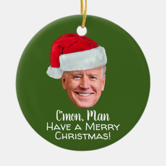 Biden Harris 2020 - Joe Weihnachtsmannmütze C'mon  Keramik Ornament (Vorne)