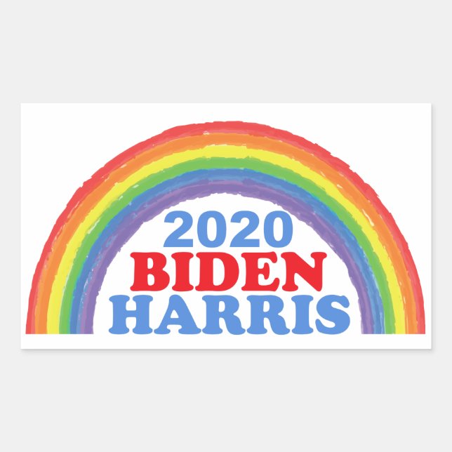 Biden Harris 2020 Rainbow Rechteckiger Aufkleber (Vorderseite)