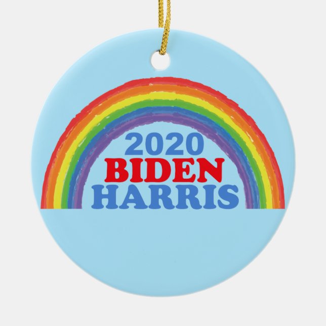 Biden Harris 2020 Rainbow Weihnachten Keramik Ornament (Vorne)