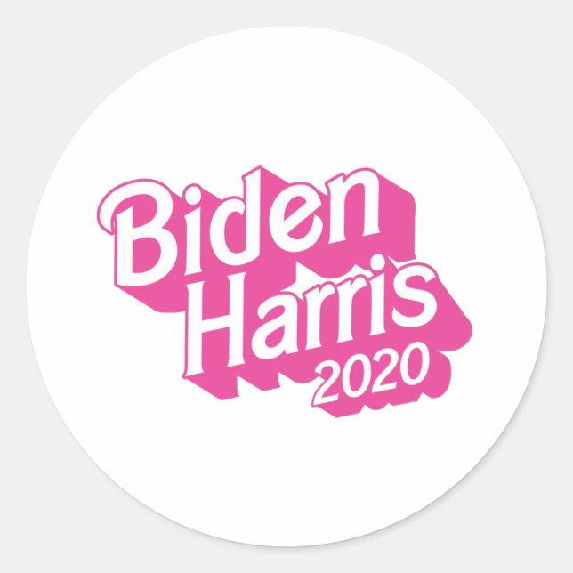 Biden Harris 2020 Rosa Runder Aufkleber (Vorderseite)