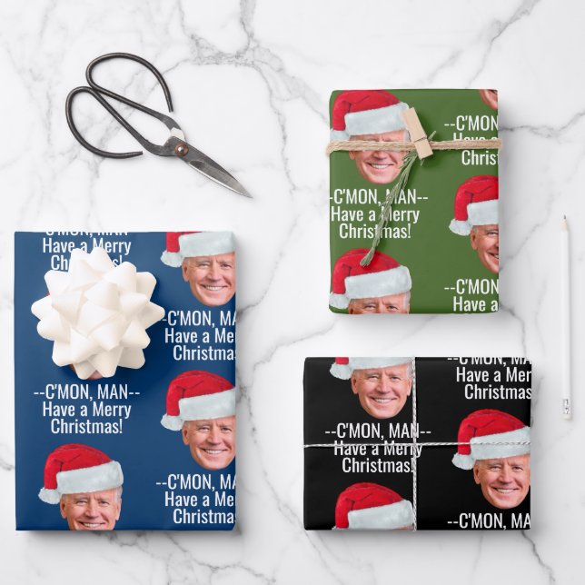 Biden Harris 2024 2020 - Joe Weihnachtsmannmütze - Geschenkpapier Set (Vorderseite)