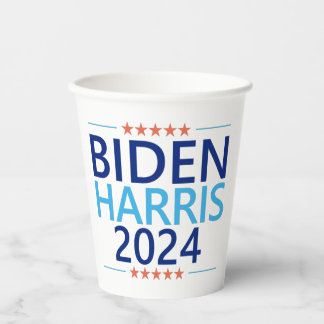 Biden Harris 2024 für die Präsidentschaftswahl in Pappbecher