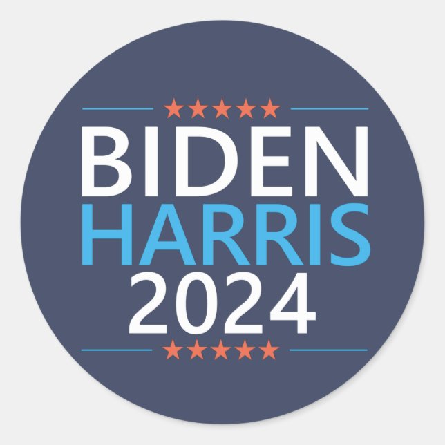 Biden Harris 2024 für die Präsidentschaftswahl in  Runder Aufkleber (Vorderseite)
