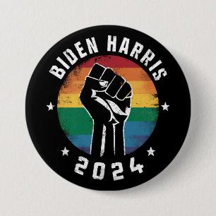 Biden Harris 2024 LGBT Regenbogen Schwulen Stolz W Button