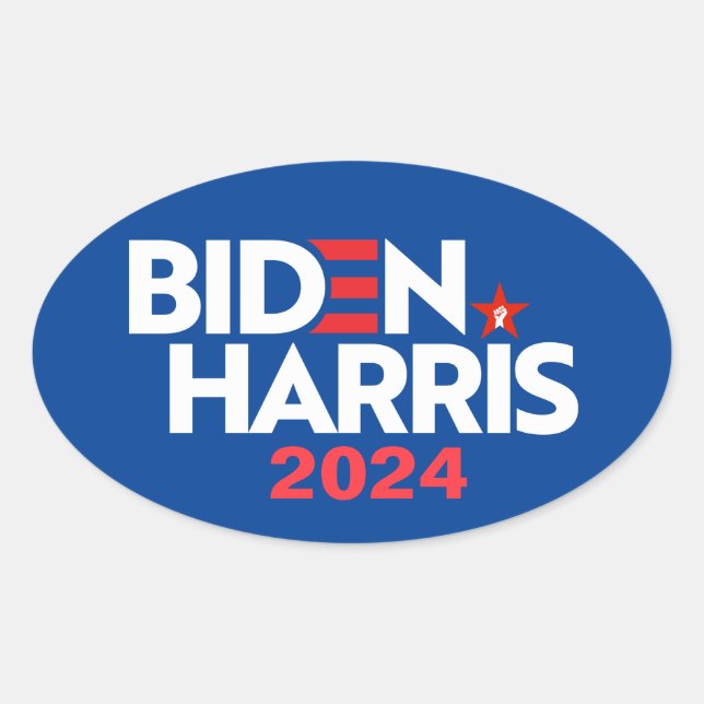 Biden Harris 2024 Ovaler Aufkleber (Vorderseite)