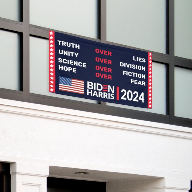 Biden Harris 2024: Truth Unity Science Hope Banner (Äußeres Gebäude)