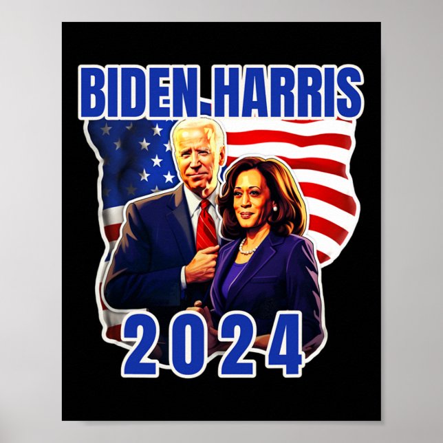 Biden Harris American Flag Wahl 2024 Poster (Vorne)