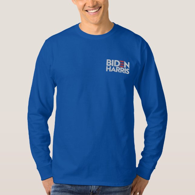 Biden Harris Besticktes Langarmshirt (Vorderseite)