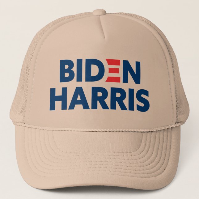 Biden / Harris Blue Logo Khaki Truckerkappe (Vorderseite)