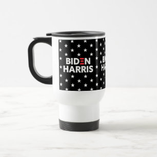 Biden / Harris Blue Stars Muster Schwarz / Weiß Reisebecher