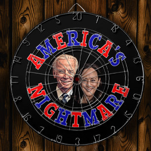 Biden Harris Cartoon AMERICA'S NIGHTMARE Dartscheibe